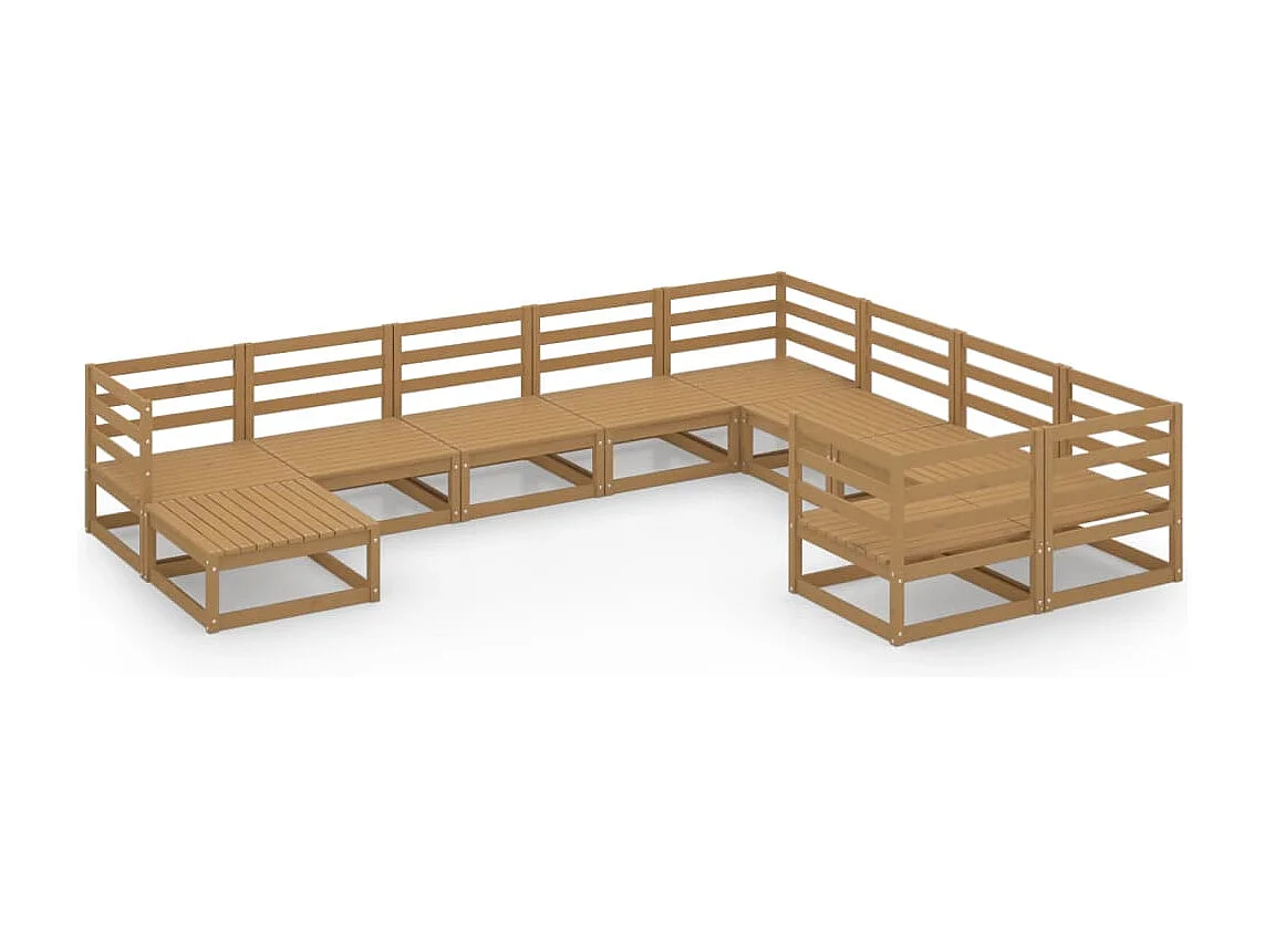 Salon de jardin 10 pcs bois de pin massif