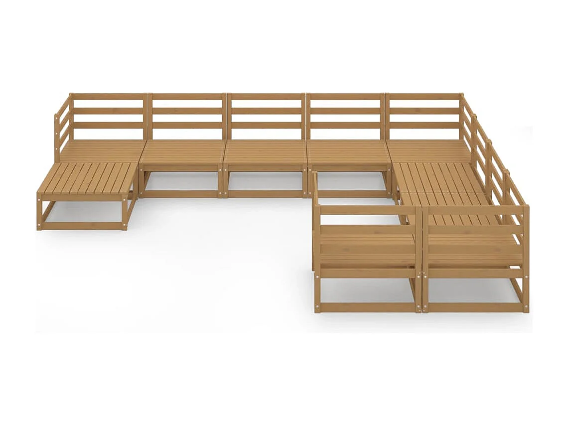 Salon de jardin 10 pcs bois de pin massif