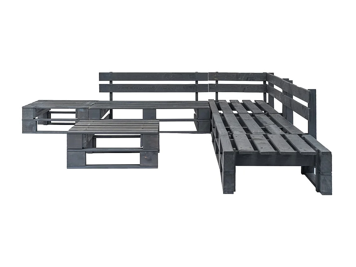 Salon de jardin palette 6 pcs Bois Gris
