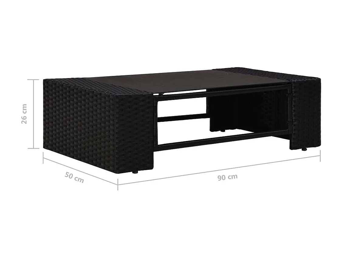 Salon de jardin 2 pcs Résine tressée Noir