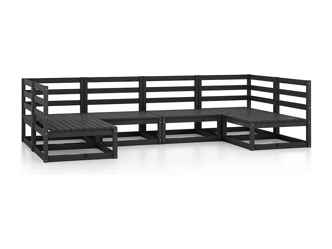 Salon de jardin 6 pcs bois de pin massif