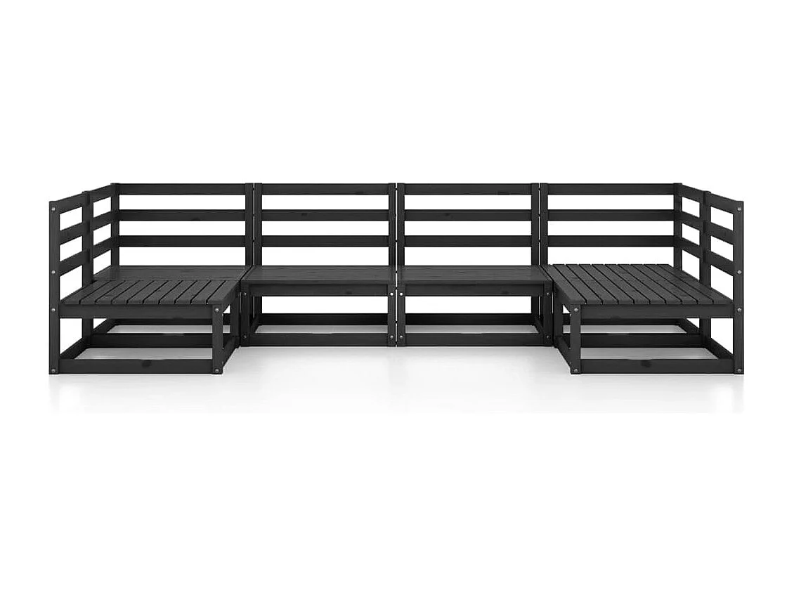 Salon de jardin 6 pcs bois de pin massif