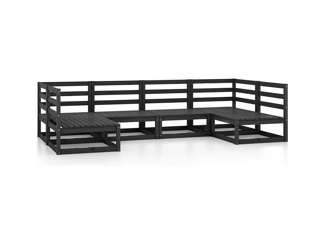 Salon de jardin 6 pcs bois de pin massif