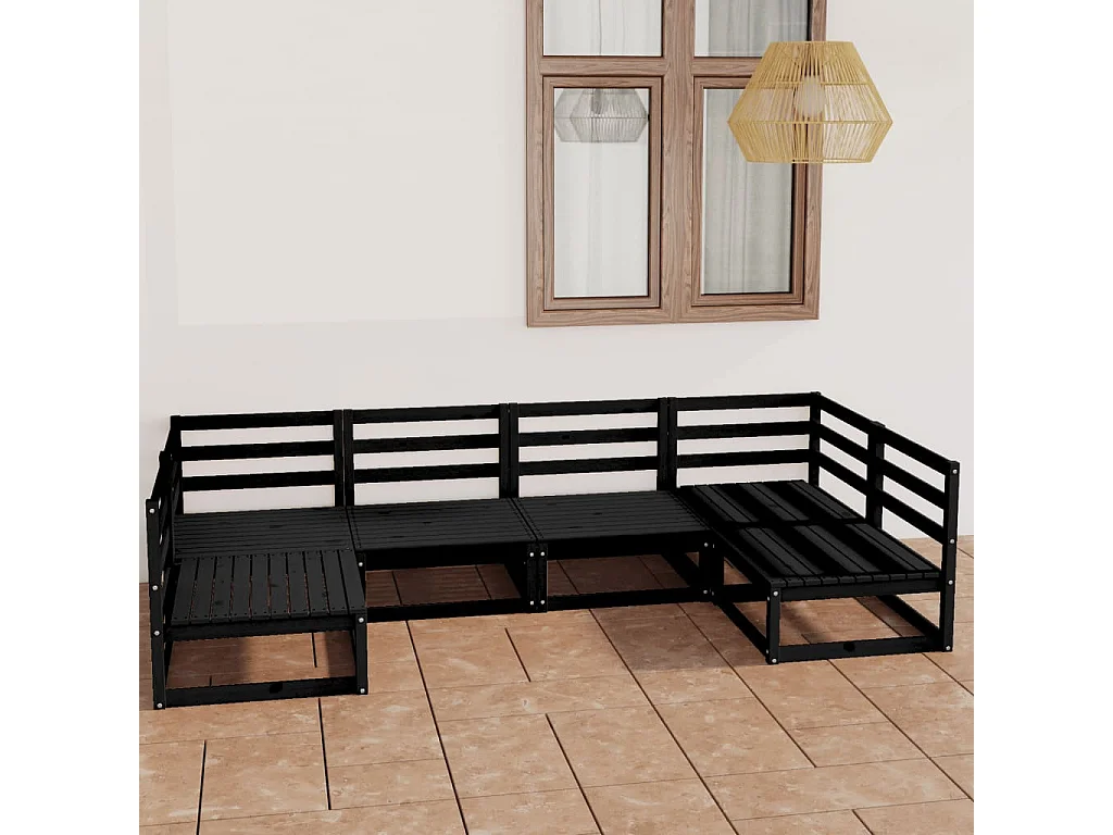 Salon de jardin 6 pcs bois de pin massif