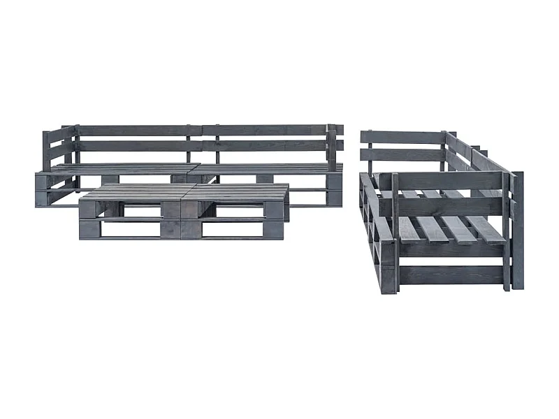 Salon de jardin palette 6 pcs Bois Gris
