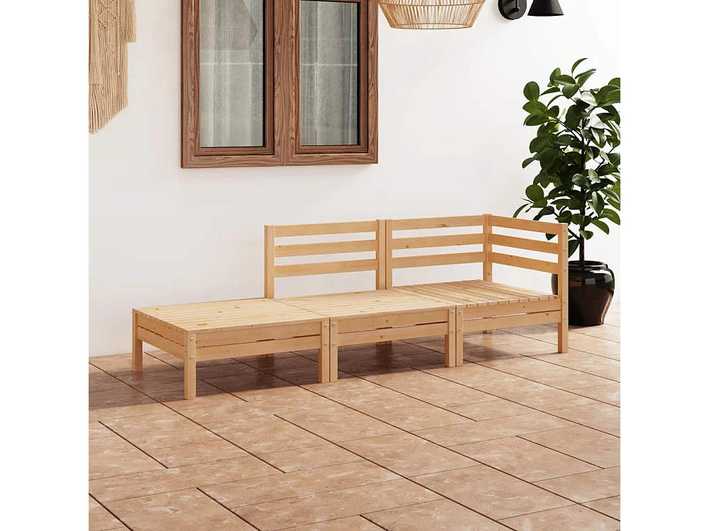 Muebles de jardín 3 piezas Madera maciza de pino.