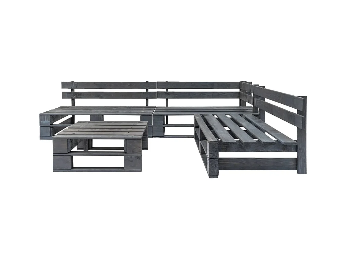 Salon de jardin palette 4 pcs Bois Gris