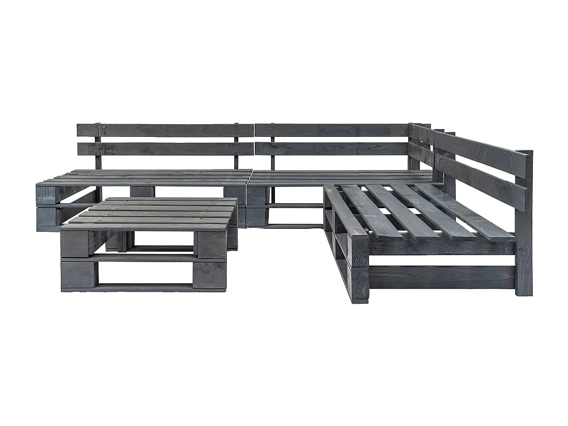 Salon de jardin palette 4 pcs Bois Gris