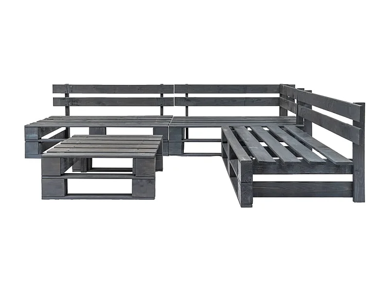 Salon de jardin palette 4 pcs Bois Gris