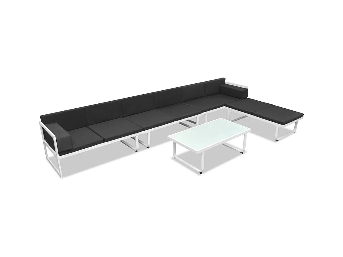 Salon de jardin 5 pcs Textilène Aluminium Noir