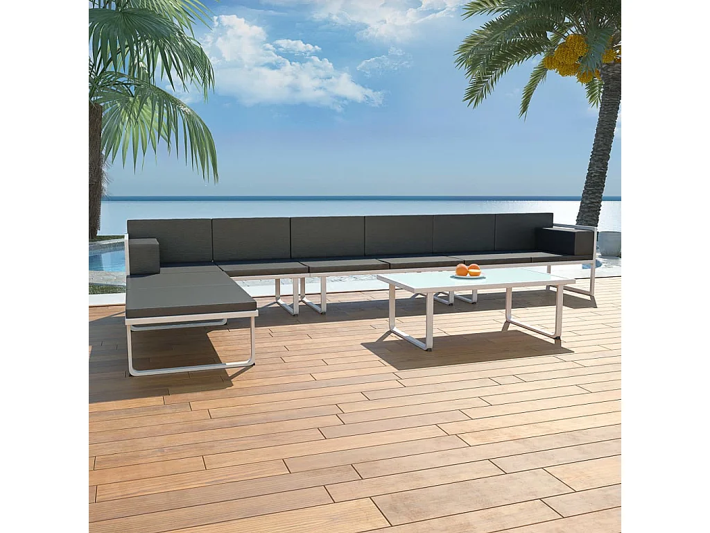 Salon de jardin 5 pcs Textilène Aluminium Noir