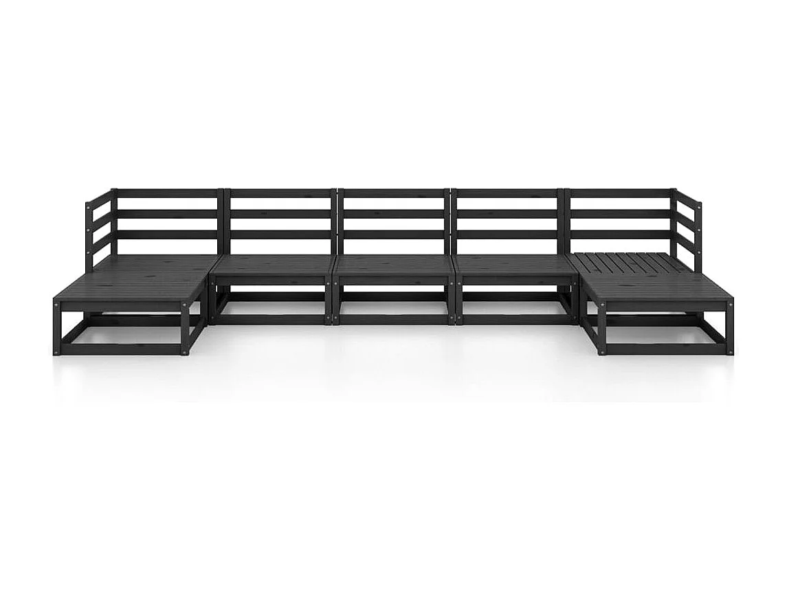 Salon de jardin 7 pcs bois de pin massif