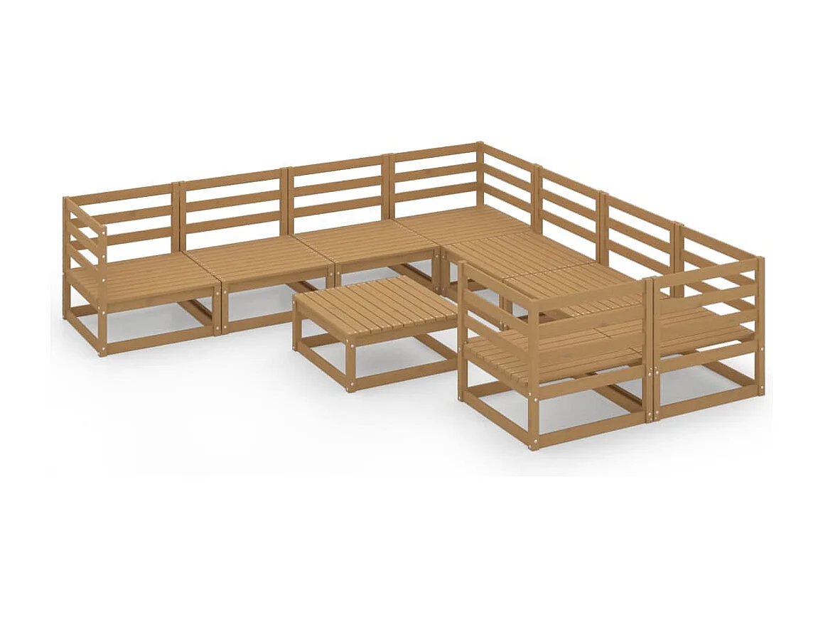 Tuinmeubelen 9-delig massief grenenhout