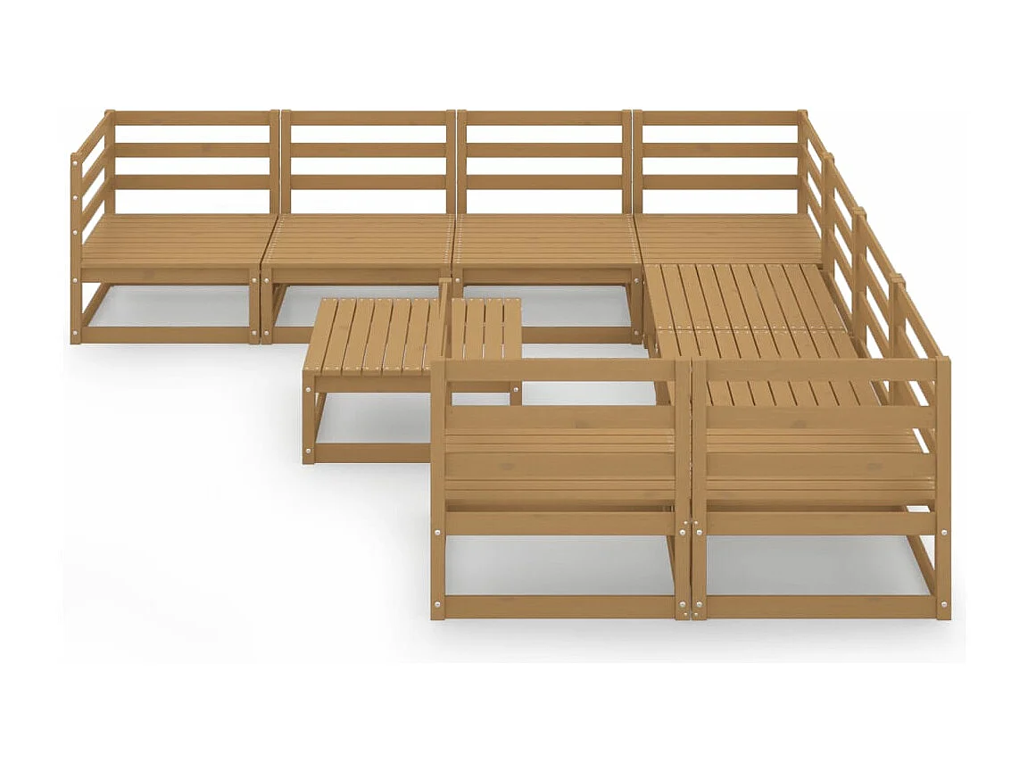Salon de jardin 9 pcs bois de pin massif