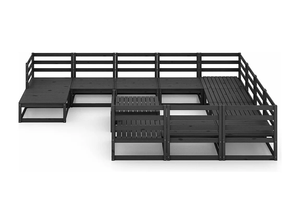 Salon de jardin 12 pcs bois de pin massif