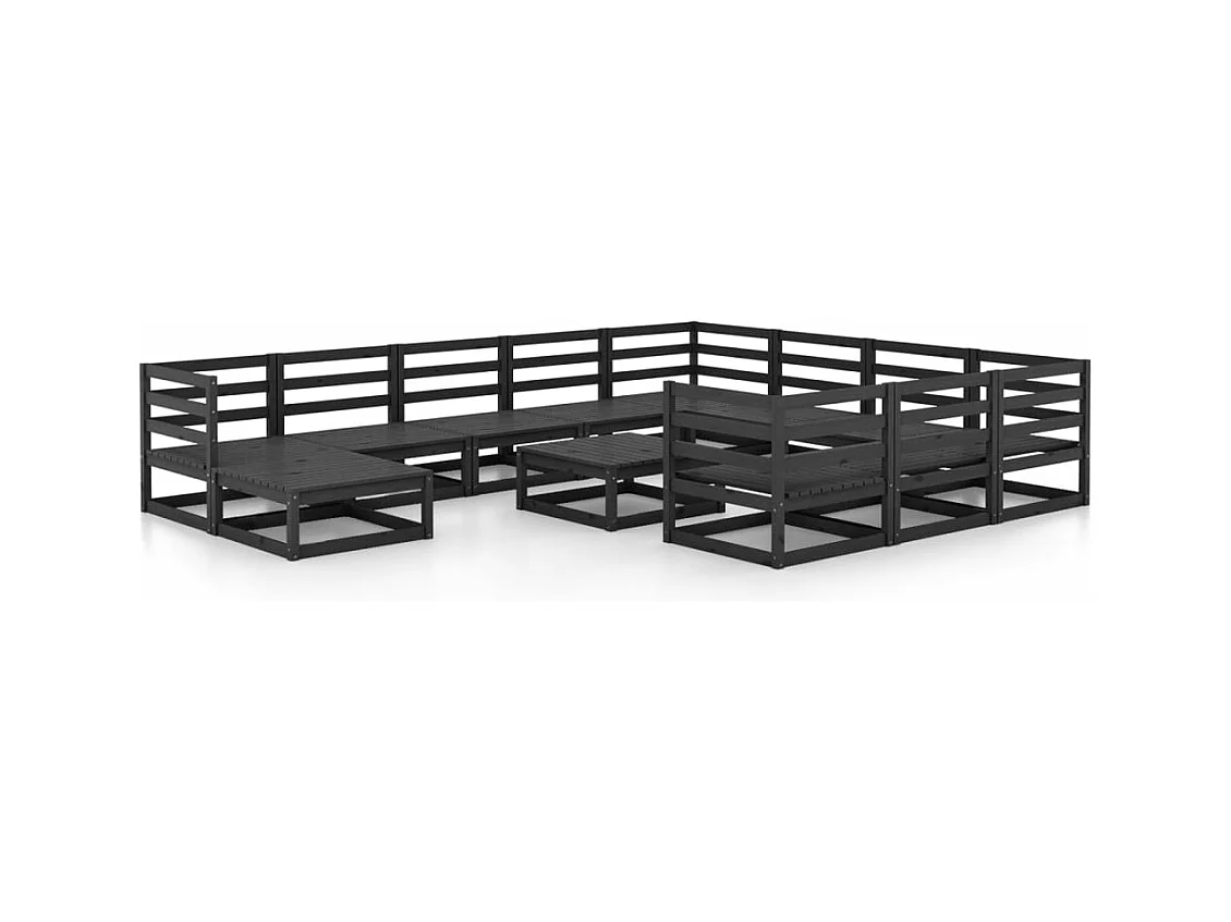 Salon de jardin 12 pcs bois de pin massif