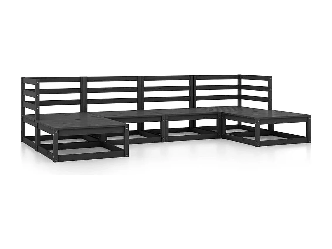 Salon de jardin 6 pcs bois de pin massif