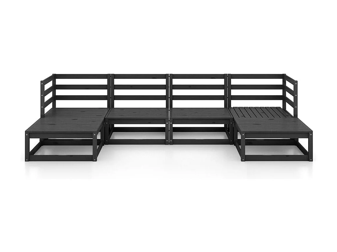 Salon de jardin 6 pcs bois de pin massif