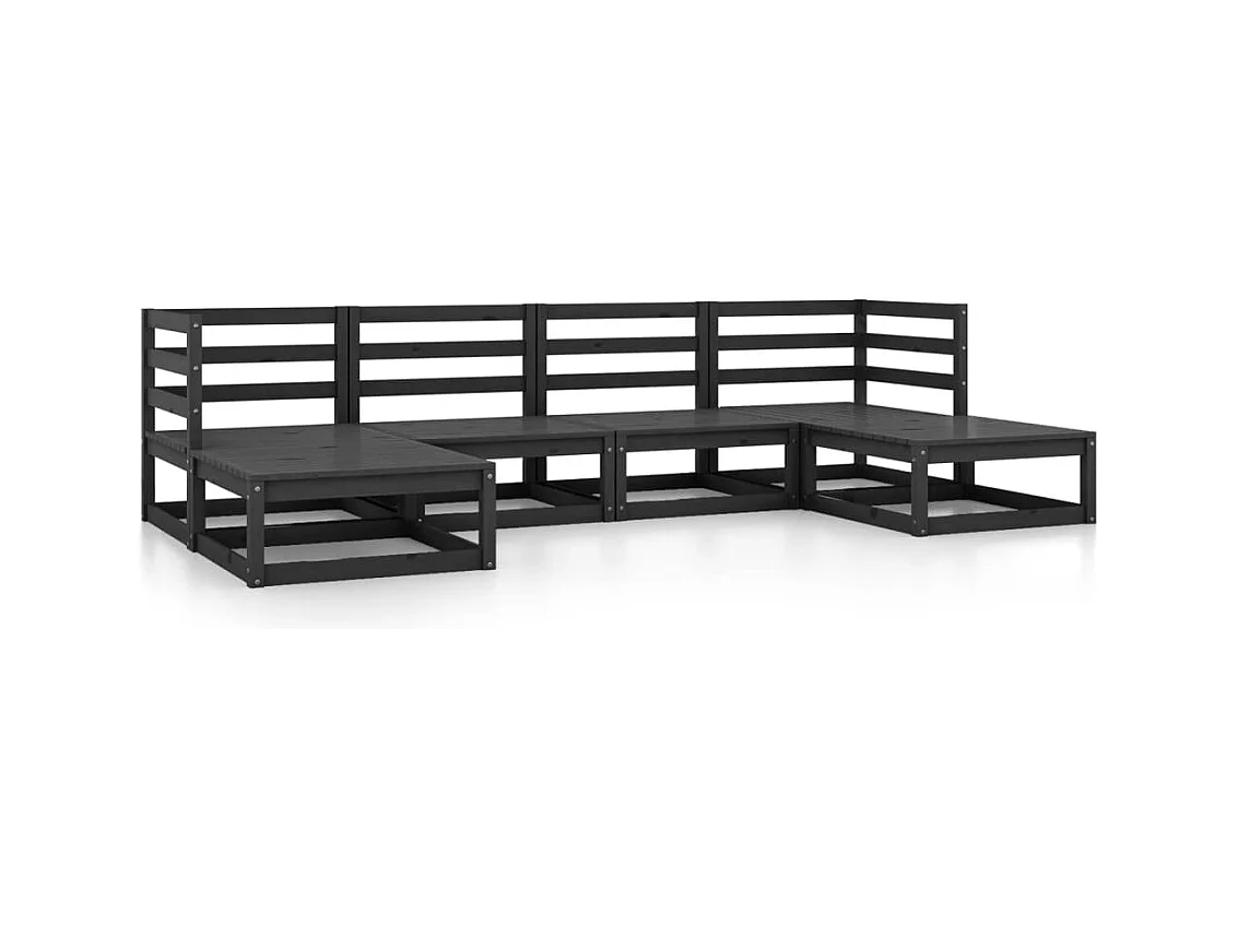 Salon de jardin 6 pcs bois de pin massif