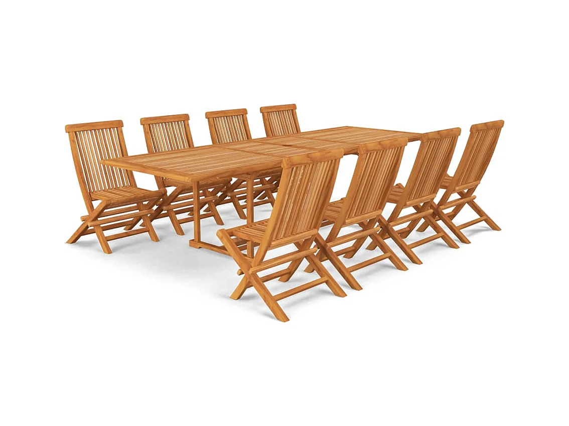 Salon de jardin 9 pcs Bois de teck massif