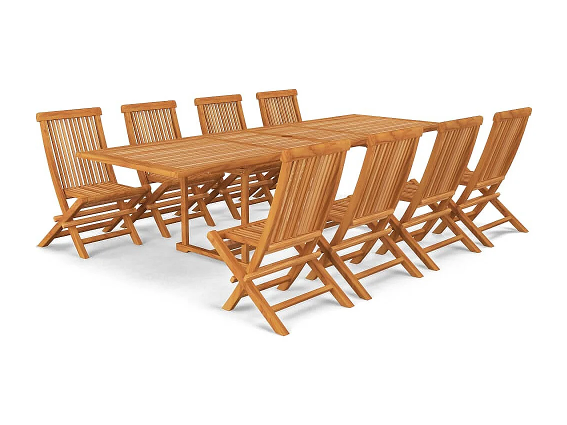 Salon de jardin 9 pcs Bois de teck massif