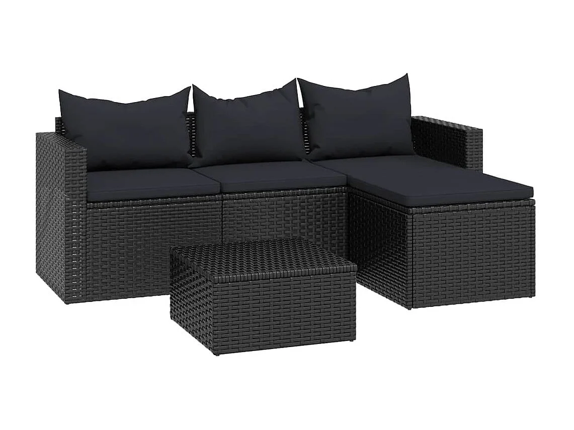 Muebles de jardín Mimbre de resina negro