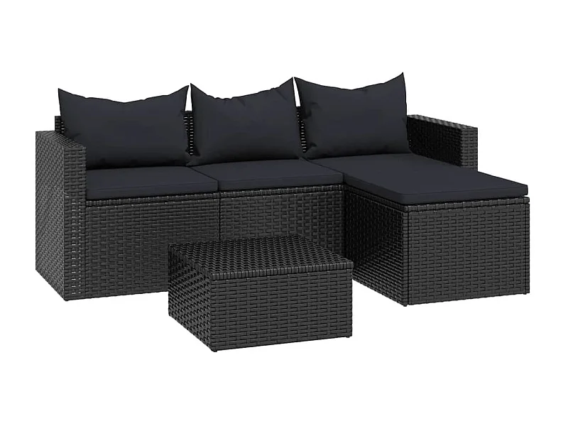 Muebles de jardín Mimbre de resina negro