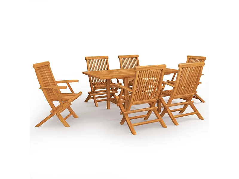 Salon de jardin 7 pcs Bois de teck massif