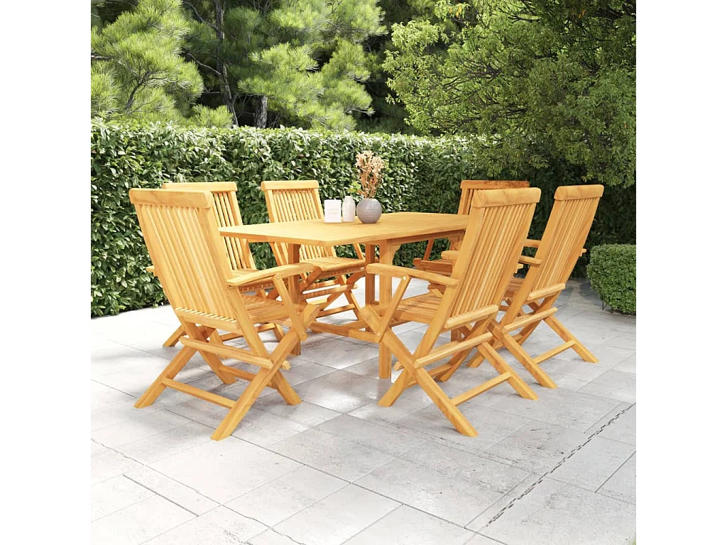 Salon de jardin 7 pcs Bois de teck massif