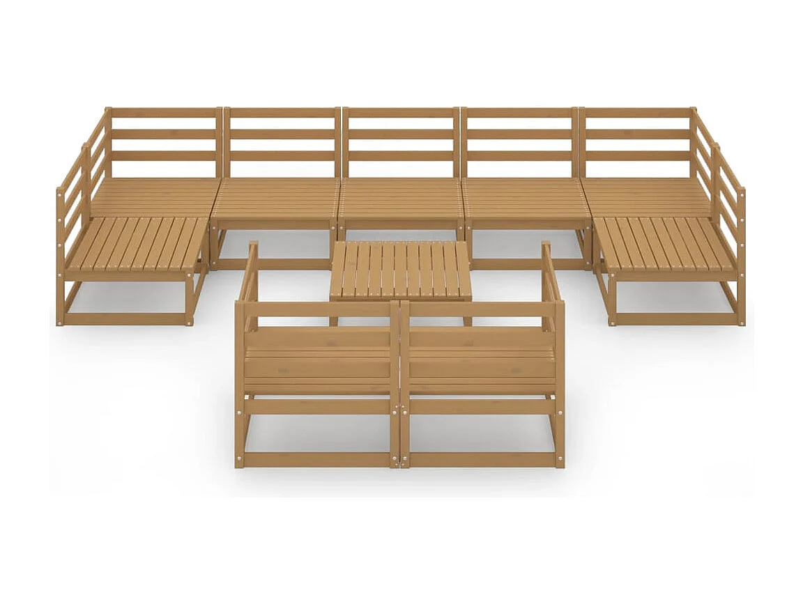 Salon de jardin 10 pcs bois de pin massif