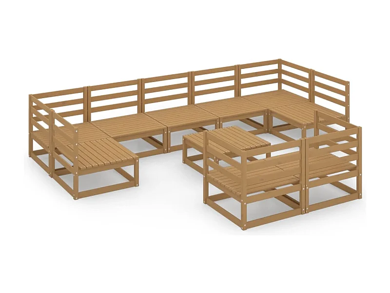 Salon de jardin 10 pcs bois de pin massif