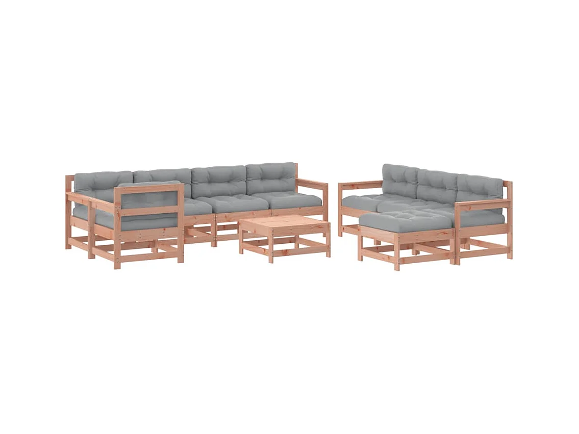 Mobili da giardino 10 pezzi con cuscini in legno massello Douglas