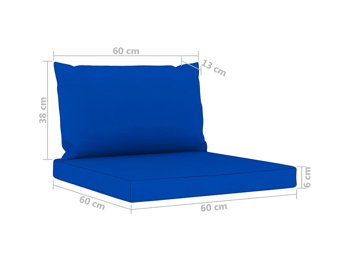 6 stuks tuinmeubelen met blauwe kussens