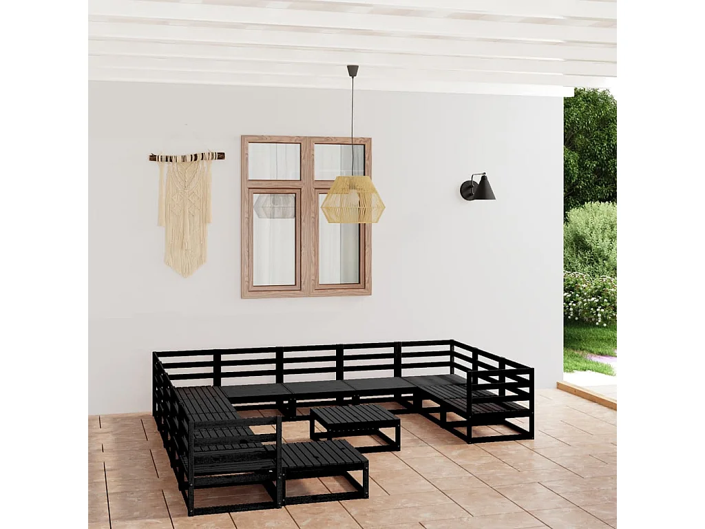 Mobili da giardino 13 pezzi in legno di pino massiccio