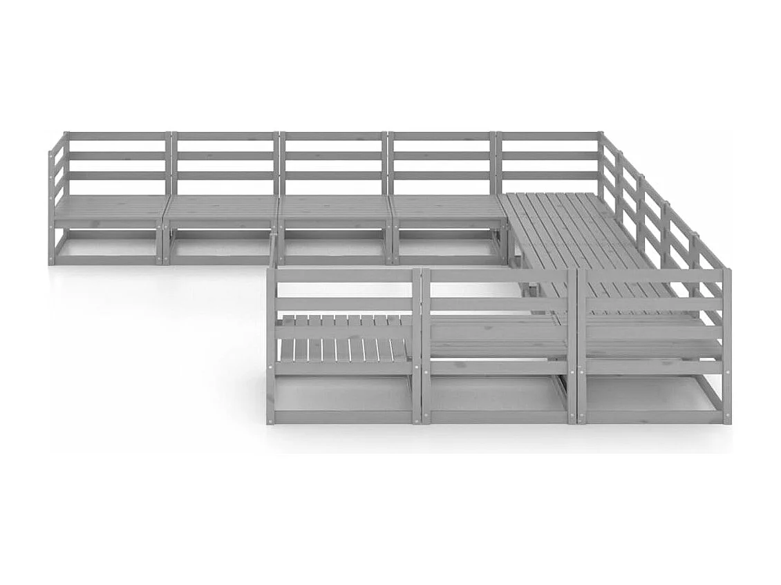 Salon de jardin 11 pcs bois de pin massif