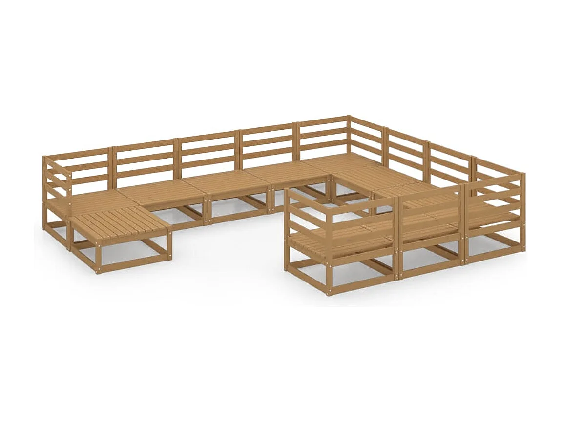 Salon de jardin 11 pcs bois de pin massif