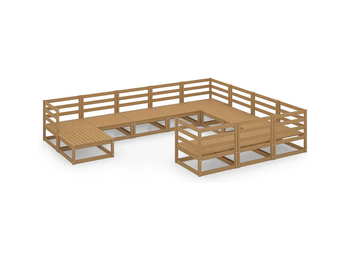 Salon de jardin 11 pcs bois de pin massif
