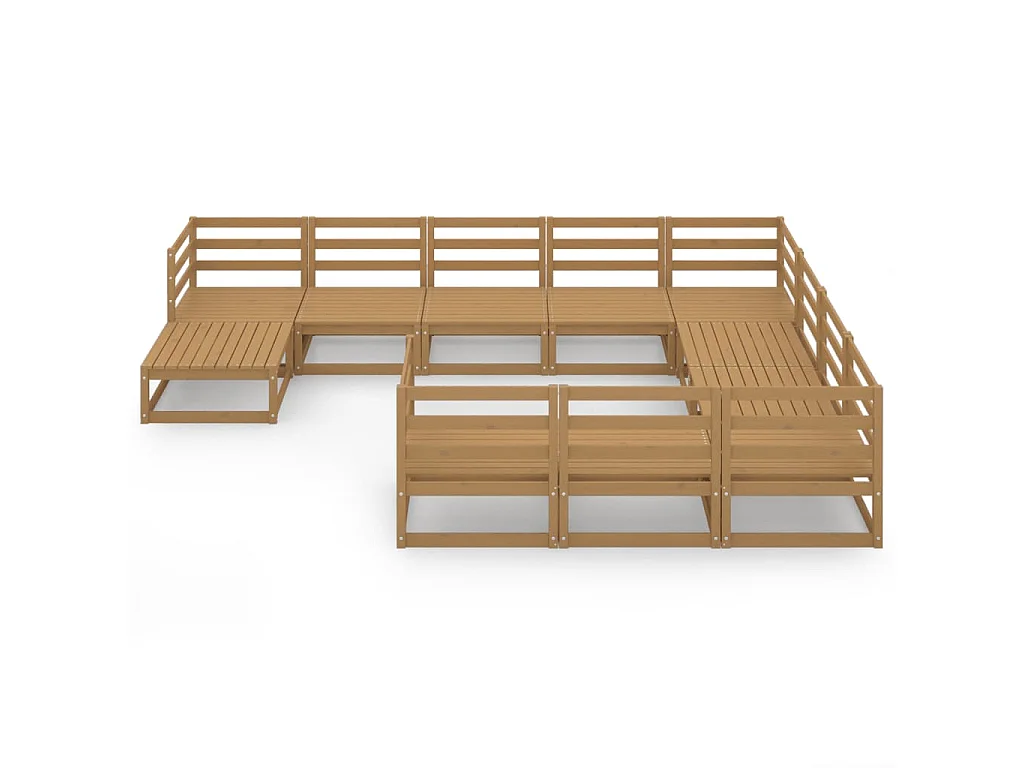 Salon de jardin 11 pcs bois de pin massif