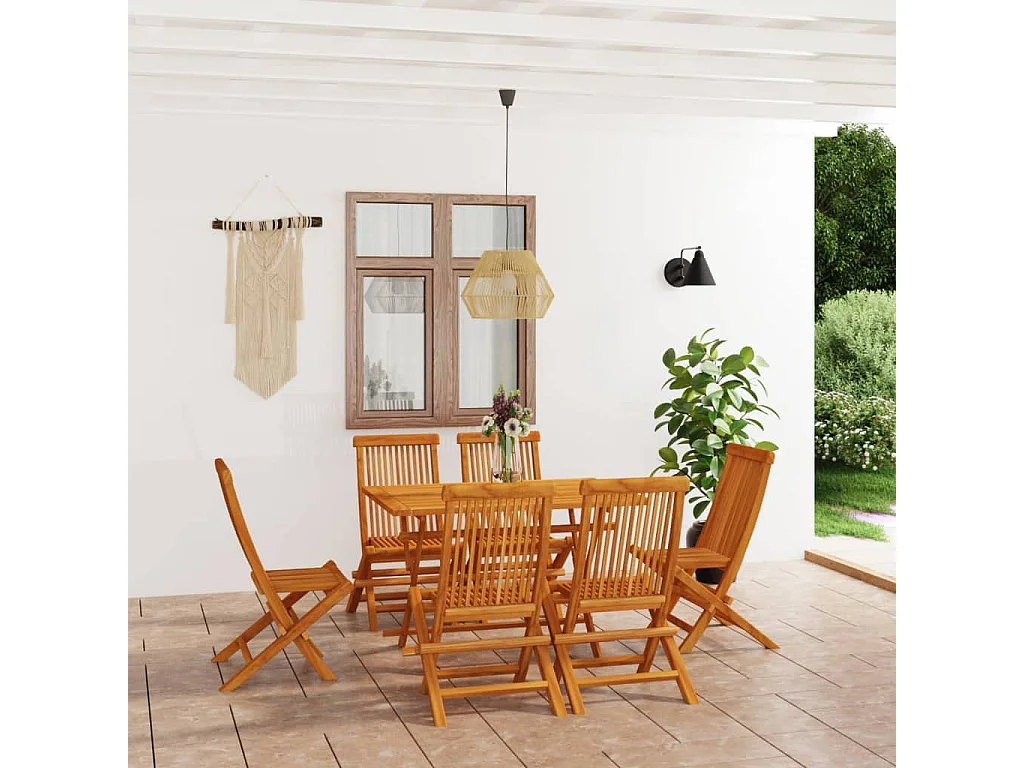 Gartenmöbel 7-tlg. Massives Teakholz