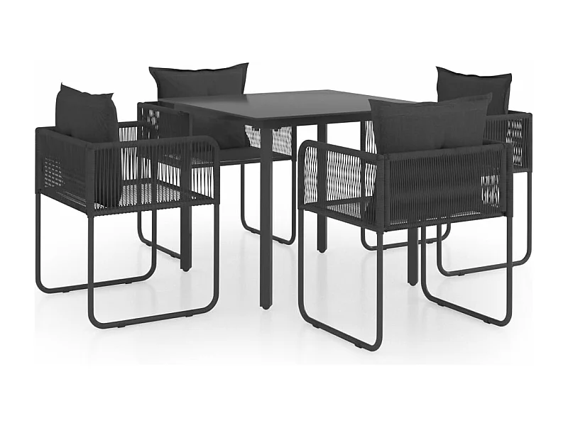 Mobili da giardino 5 pezzi in resina PVC intrecciato Nero