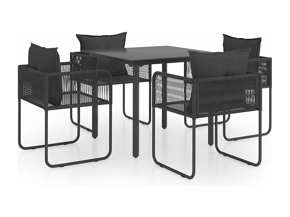 Mobili da giardino 5 pezzi in resina PVC intrecciato Nero