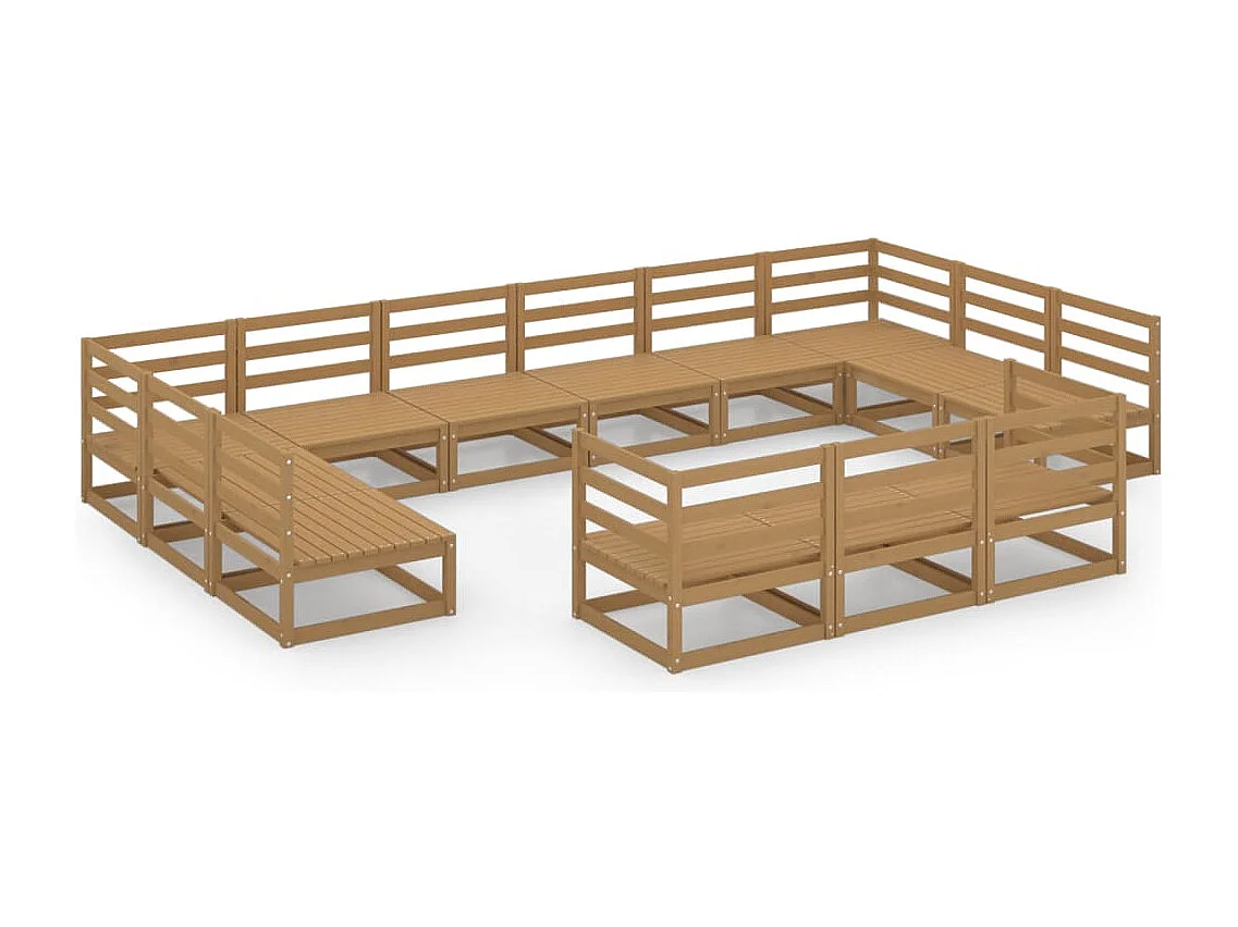 Salon de jardin 13 pcs bois de pin massif
