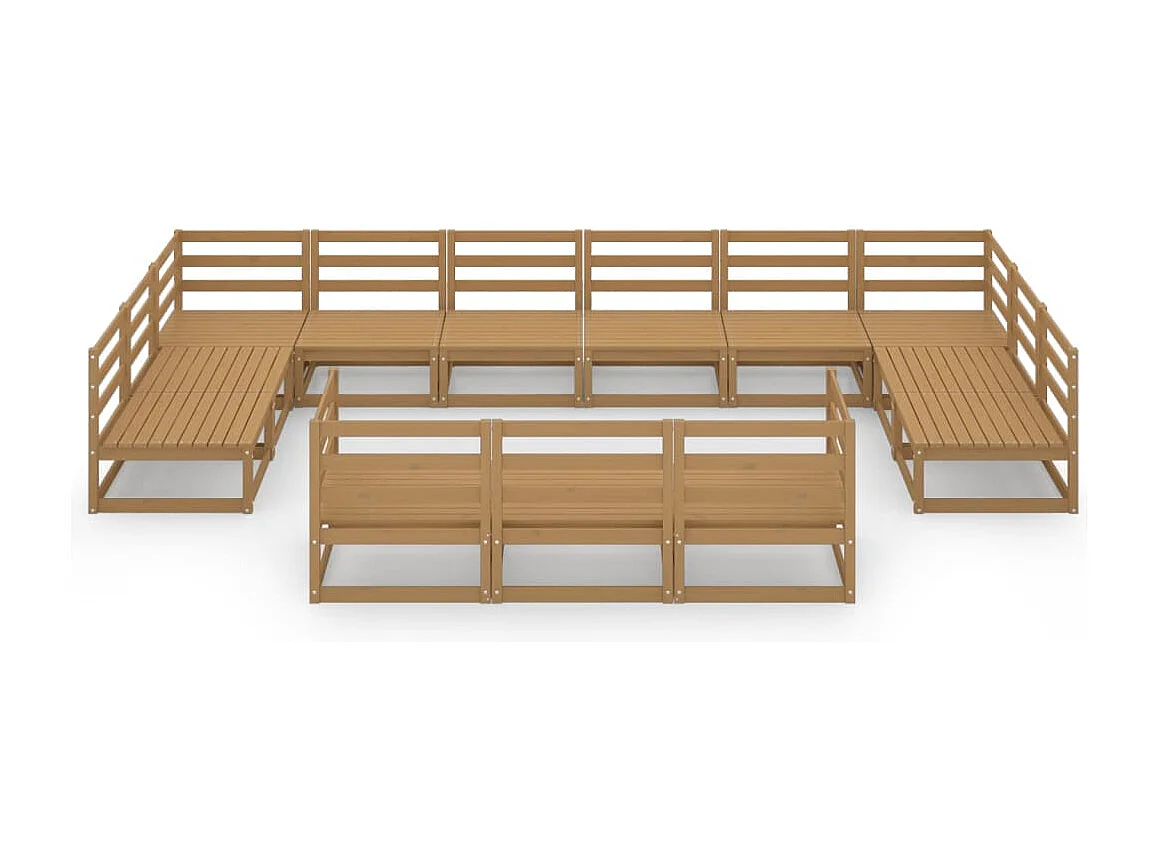 Salon de jardin 13 pcs bois de pin massif