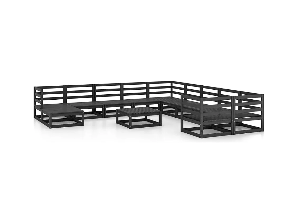 Salon de jardin 12 pcs bois de pin massif