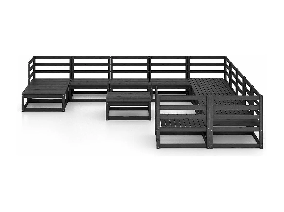 Salon de jardin 12 pcs bois de pin massif