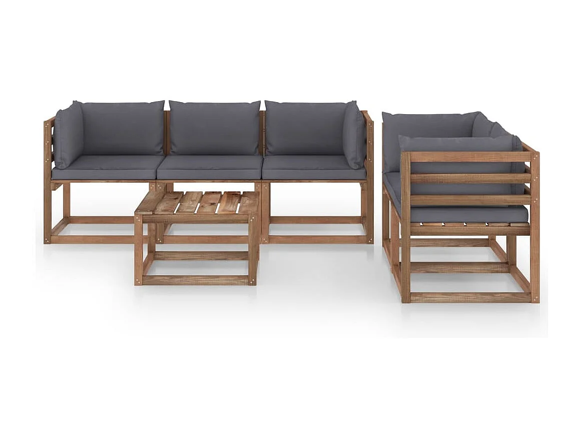 6 stuks tuinmeubelen met antraciet kussens