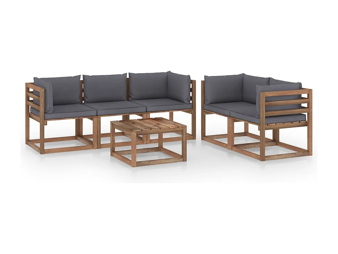 6 stuks tuinmeubelen met antraciet kussens