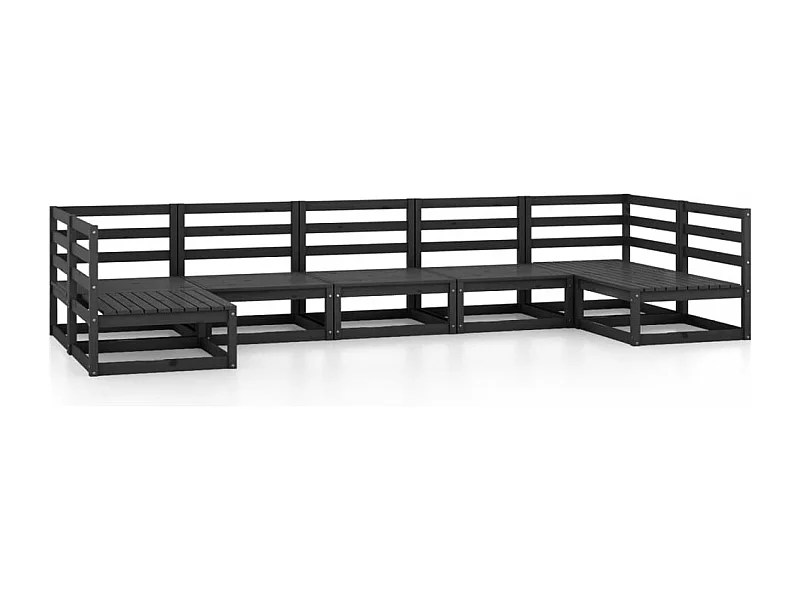 Muebles de jardín 7 piezas madera maciza de pino.