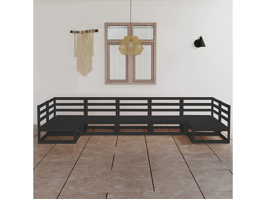 Muebles de jardín 7 piezas madera maciza de pino.