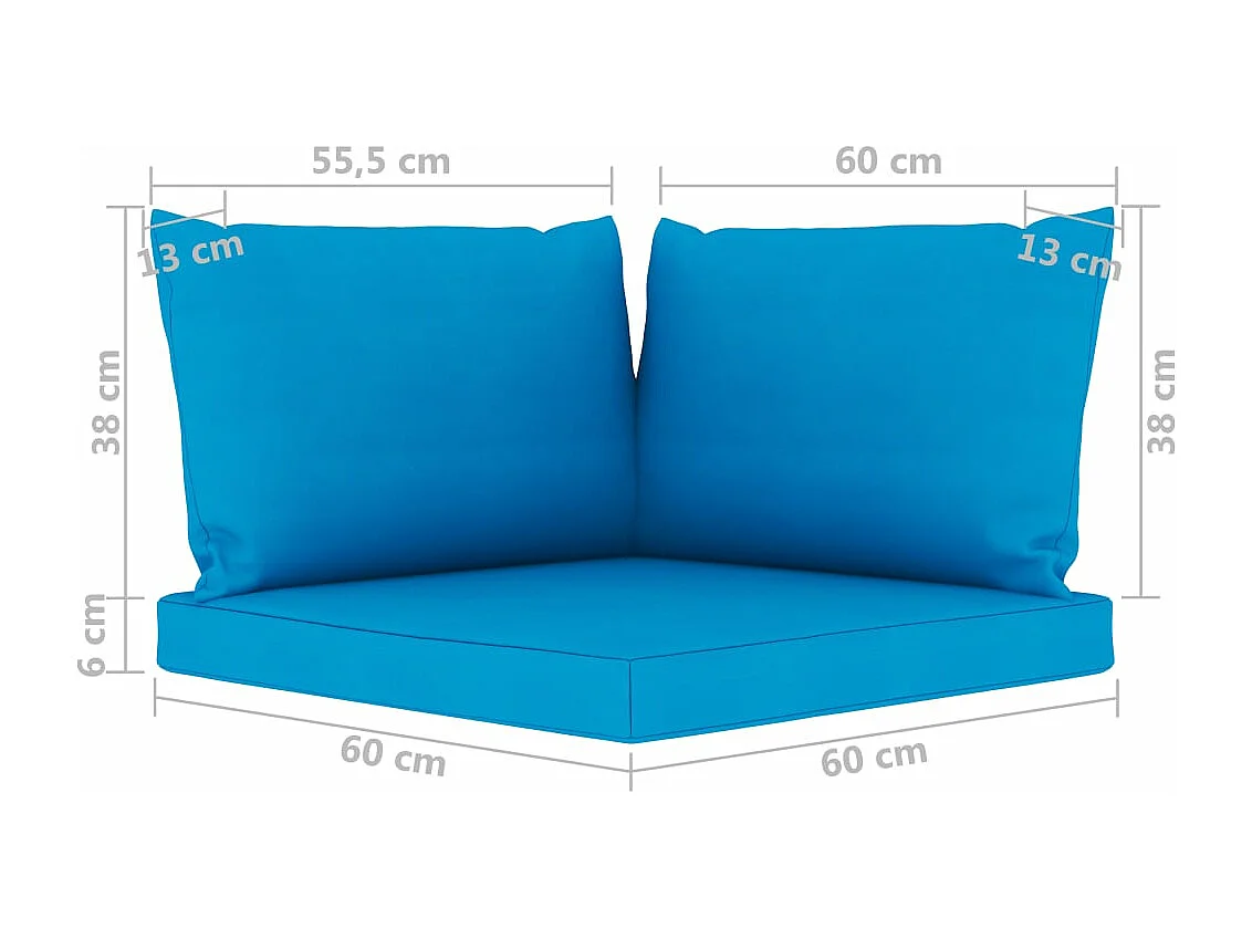 6 stuks tuinmeubelen met lichtblauwe kussens